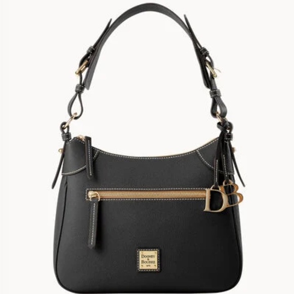 Dooney & Bourke Black Shoulder Bag with Gold Accents - Picture 1 of 8